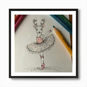 Ballet Deer 3 Art Print