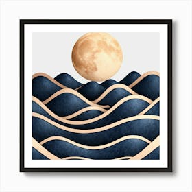 Moon And Waves 31 Affiche