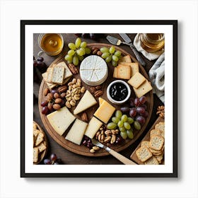 Artisan Cheese Board An Artisan Cheese Board Featuring A Selection Of Cheeses Crackers Grapes Nuts A 1888549967(1) Art Print