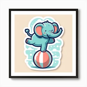 Elephant On A Ball 1 Art Print