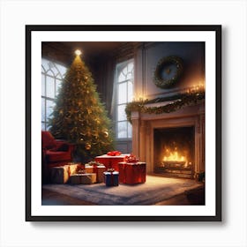 Christmas Tree In The Living Room 37 Art Print