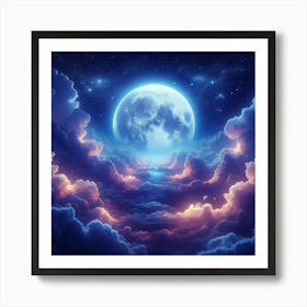 Full Moon In The Clouds Art Print