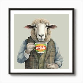 Watercolour Welsh Sheep Delwyn Art Print