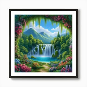 Waterfall In The Forest 42 Art Print