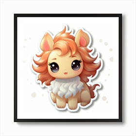 Cute Lion Sticker Art Print