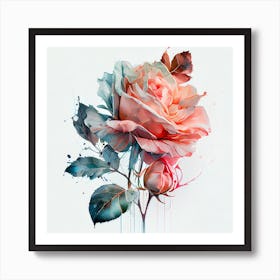 Watercolor Pink Rose Art Print