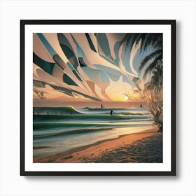 Sunset At The Beach 1 Art Print