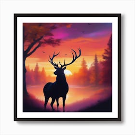 Deer In The Forest 9 Art Print