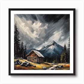 Cabin In The Mountains Art Print