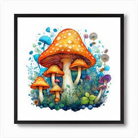Mushrooms In The Forest 109 Art Print