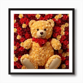 Teddy Bear With Roses 4 Art Print