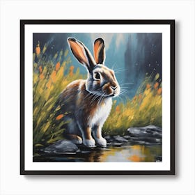 Rabbit By The Water Art Print