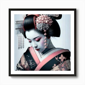 Japan Traditional Geisha Illustration By Ad 7 Art Print