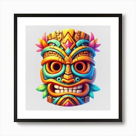 Watercolor Festival Tiki Mask 17 Art Print