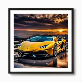 Sunset Lamborghini Art Print