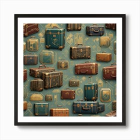 Vintage Suitcases Seamless Pattern 1 Art Print