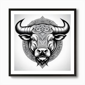 Cabeza De Toro Dibujado Para Pared Art Print