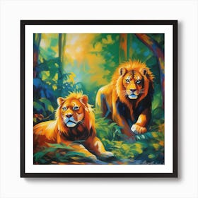 Impressionist Painting Capturing The Sheer Power And Magnificence Of Lions 337351496 Art Print
