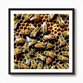 Bees Insects Pollinators Honey Hive Queen Worker Drone Nectar Pollen Colony Honeycomb St (1) Art Print