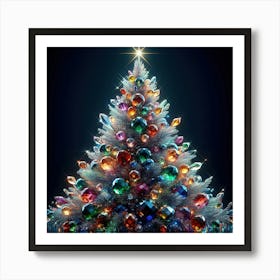 Christmas Tree With Colorful Glass Baubles Art Print