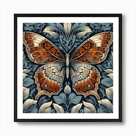 Decorative Block Print Butterfly Illustration I Art Print