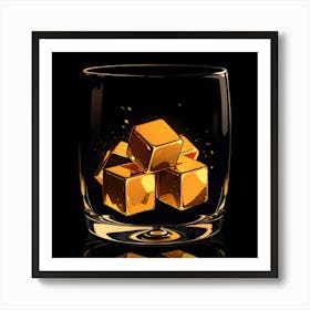 Gold Cubes In A Glass Art Print