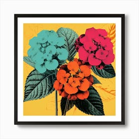 Andy Warhol Style Pop Art Flowers Lantana 3 Square Art Print