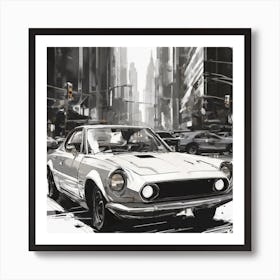 Classic Car In The City 3 Poster