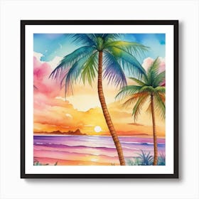 SUNSET PALM BEACH Art Print