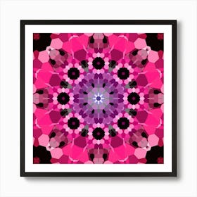 Mosaic Pattern Pink Flower Art Print