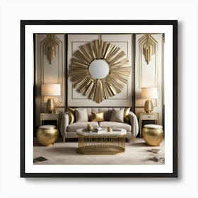 Gold Deco Living Room Art Print