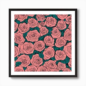 Roses Seamless Pattern 6 Art Print