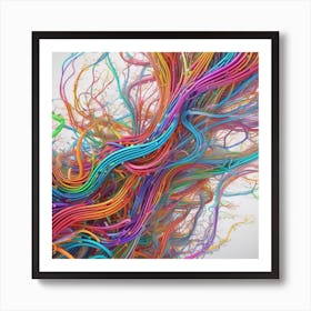 Millions Of Colourful Lines Crossing Each Others And Going All Directions Same Like In Brain Neurons 2023 11 05t125503 Art Print