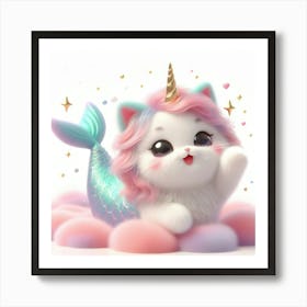 Cute Unicorn Cat Art Print