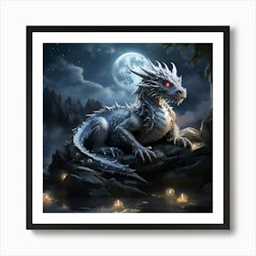 Dragon In The Moonlight Art Print