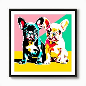 French Bulldog Pups, This Contemporary art brings POP Art and Flat Vector Art Together, Colorful Art, Animal Art, Home Decor, Kids Room Decor, Puppy Bank - 155th Art Print