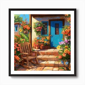 House With Flowers Art Print