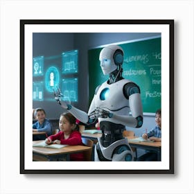 Robot In Classroom 14 Art Print