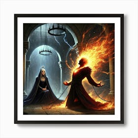 A Dramatic Scene In Queen Sorath S Palace Converted Art Print