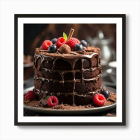 Chocolate Cake With Berries 4 Art Print