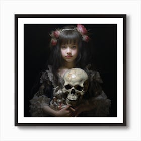 Girl With A Skull 3 Art Print