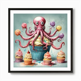 Octopus Cupcake Art Print