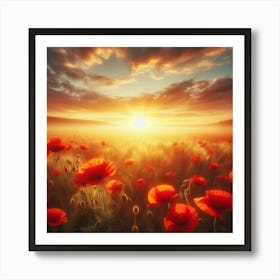 Poppy Field Sunrise Poster