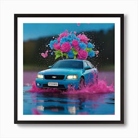 Car With Flowers Art Print