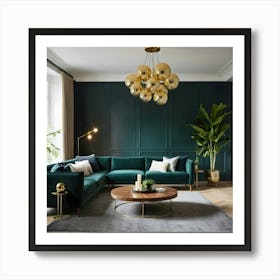 Green Living Room 1 Art Print