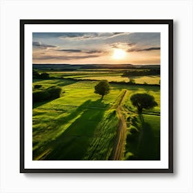 Grass Ecology No People Pasture Drone Scenic Shadow Flight Rural Scene Green Aerial View (5) Art Print