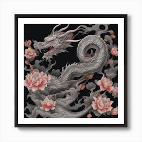 Dragon And Lotus 1 Art Print