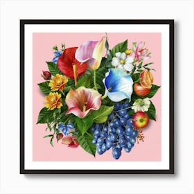 Watercolor paper flowers 11 Art Print