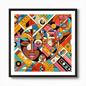 Tribal Deco Symphony Colorful African Abstract Painting Art Print