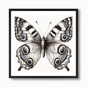 Antique Victorian Butterfly Drawing v2 Art Print